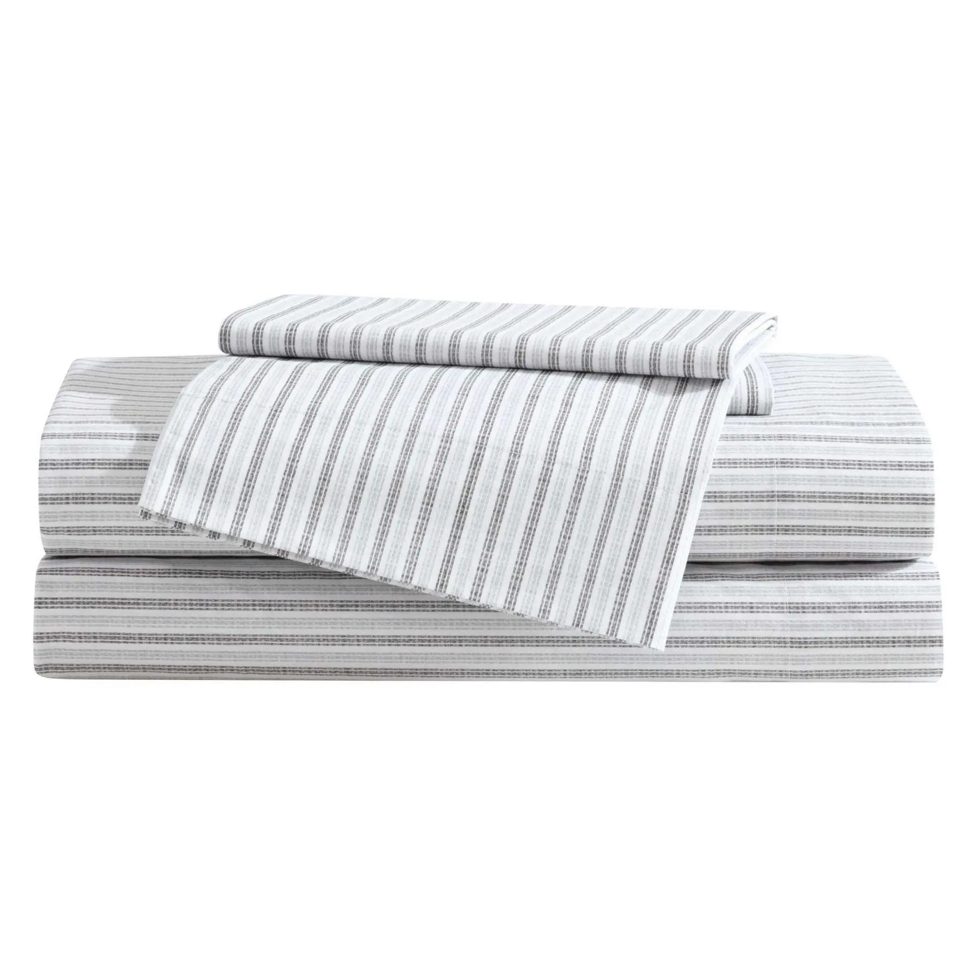 Eddie Bauer Ticking Stripe Dark Grey Twin SheetSet