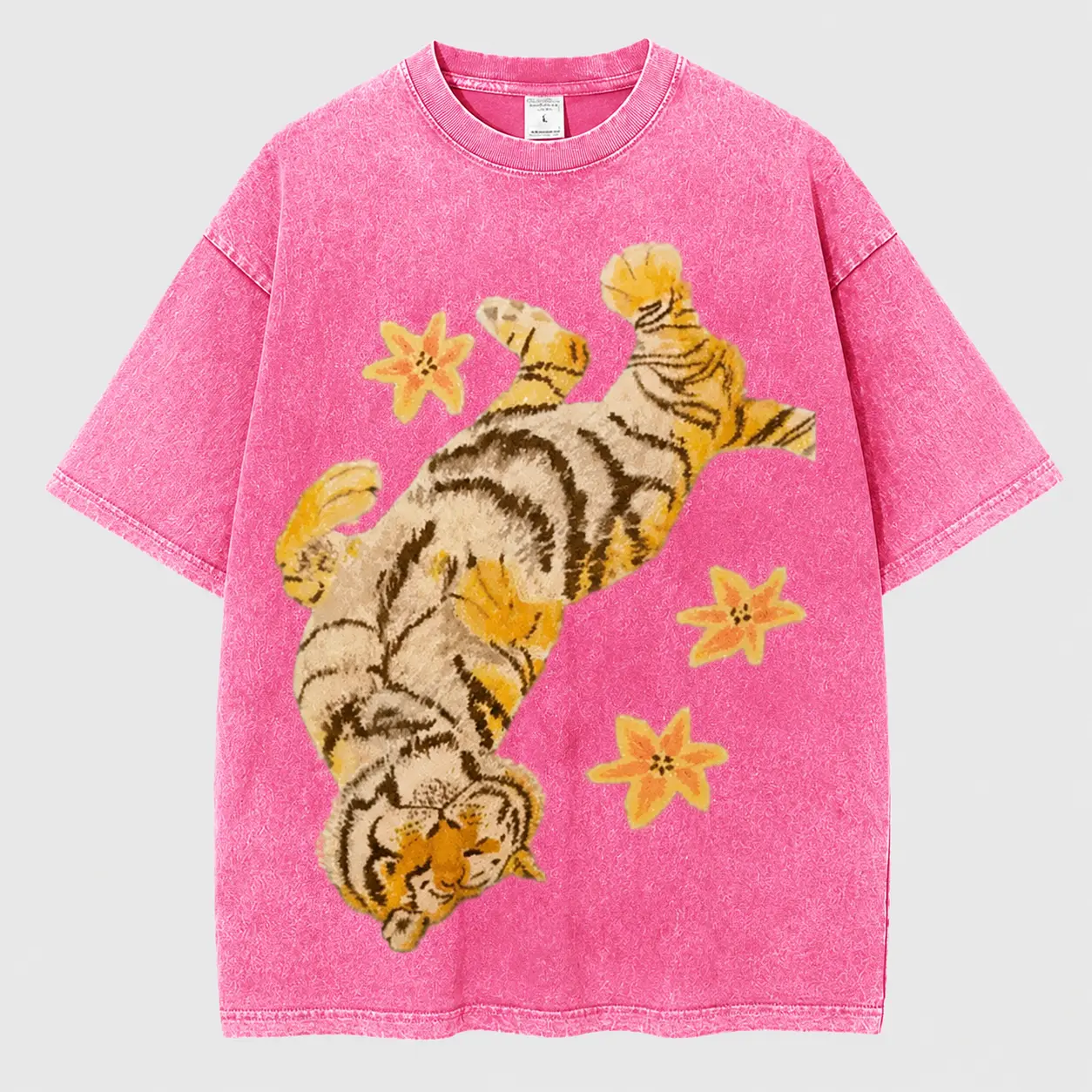 Lazy Tiger Unisex Vintage Washed Tee, Vintage Washed Tee, Funny Tee Shirt, gift for child, for women, for men, for girlfriend, for boyfriend Streetwear T-Shirt  graphic apparel