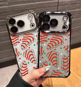 Christmas Food，simple and trendy phone case suitable for iPhone series, border electroplating,mobile phone case with counter-fall Safety Cushion,suitable for Apple 11 12 13 14 15 16 17 pro max 14 Plus The best gift for friends and family clear acrylic