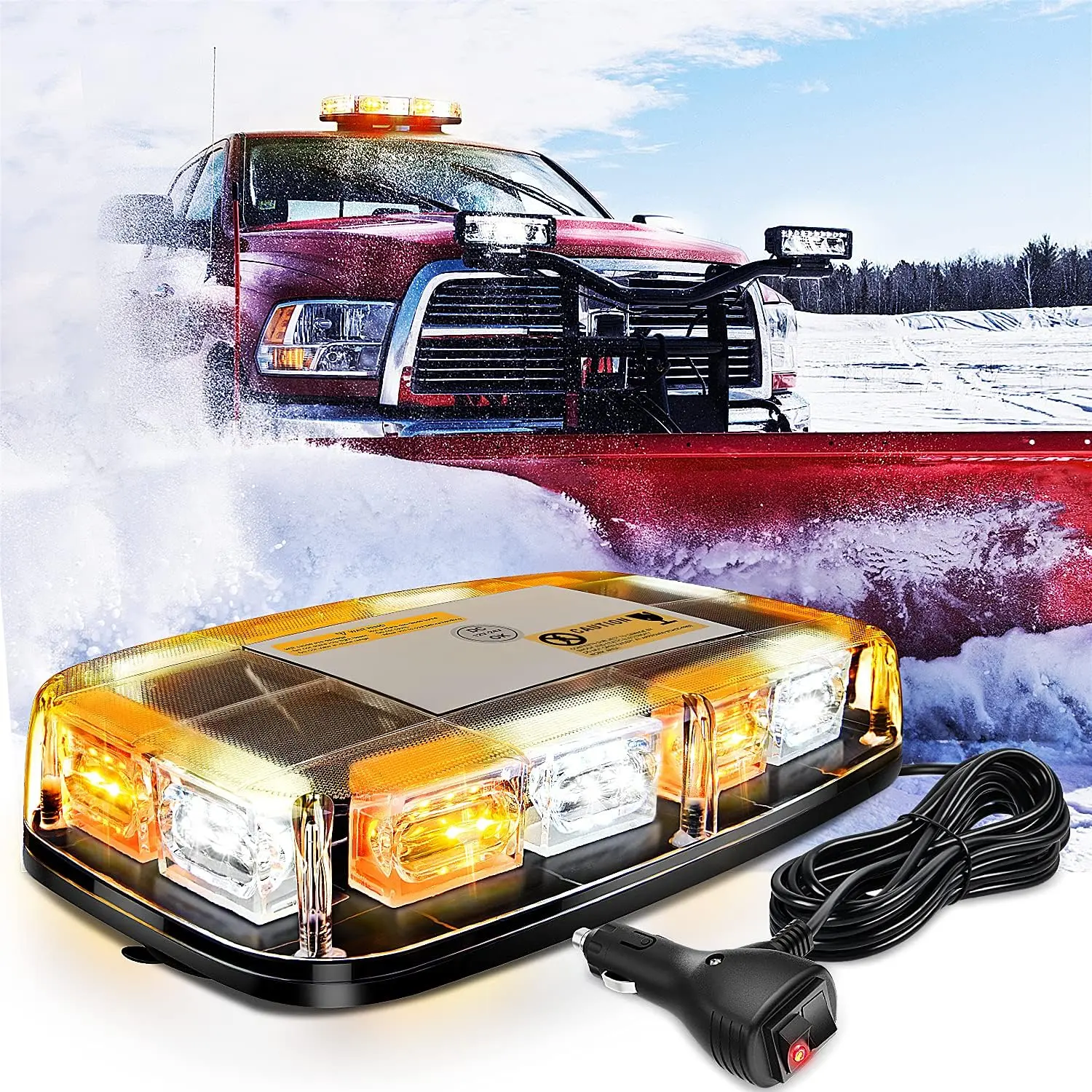 Nilight 12-in High-Intensity Roof Mounted Lightbar - 48 LED Work Lights, Optical Lens, 16 Flash Modes, Control, 2 Magnetic Quick-Mount Cups, Module, 9.51 ft Cable, Daylight/Midnight/Foggy Visibility Aid for Trucks, Delivery Vehicles,toolupgrade