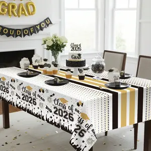 220x130cm Graduation Party Table Cover, Disposable Pe Tablecloth, Ideal for Events & Parties, Durable & Easy to Use