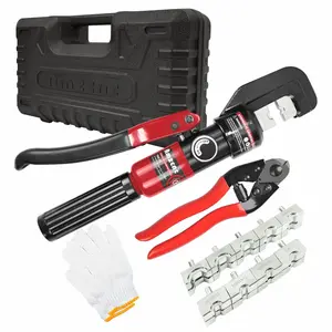 AMZCNC Hydraulic Hand Crimper Tool for Stainless Steel Cable Railing Fittings for 1/16" 1/8" 3/16" Cable –8 Ton Wire Swaging Tool  and 5/32" Stainless Steel Cable Cutter,1/8" Wire Rope Crimping Tool