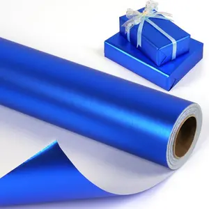 Blue Wrapping Paper Roll - Matte Solid Color Paper - Royal Blue Pearlescent Lustre - Gift Wrapping Paper for Birthday Wedding Christmas Father's Day Baby Shower, 17 Inches x 32.8 Feet，17 Inches x 9.84 Feet