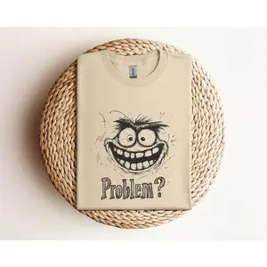 Troll Face Problem Meme Shirt - Funny Rage Face Graphic Tee - Retro Internet Meme T-Shirt - Sarcastic Gamer & Geek Gift - Unisex Tee