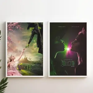 Wicked Movie Posters • Set of 2 Elphaba Glinda Musical Posters • Aesthetic Ariana Fan Decor • Original Wicked Poster for Girl's Bedroom, Living Room