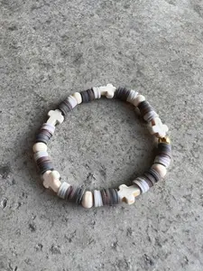 Handmade Cross Polymer Clay Beaded Bracelet