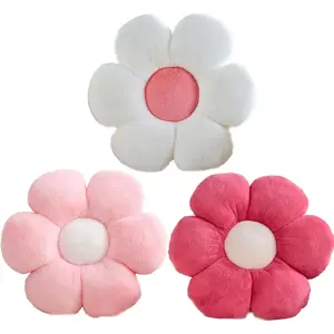 3 PCS Flower Shaped Daisy Throw Pillows Cute Seating Cushions for Adults Kids Home Bedroom Sofa Chair Couch Decor (White Pink/Pink/Hot Pink, 15.74 inch)
