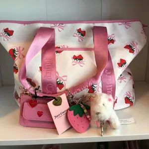 Strawberry Festival Tote Bag, Spacious Canvas Tote for Outdoor Events, Festival Supplies for Strawberry Lovers