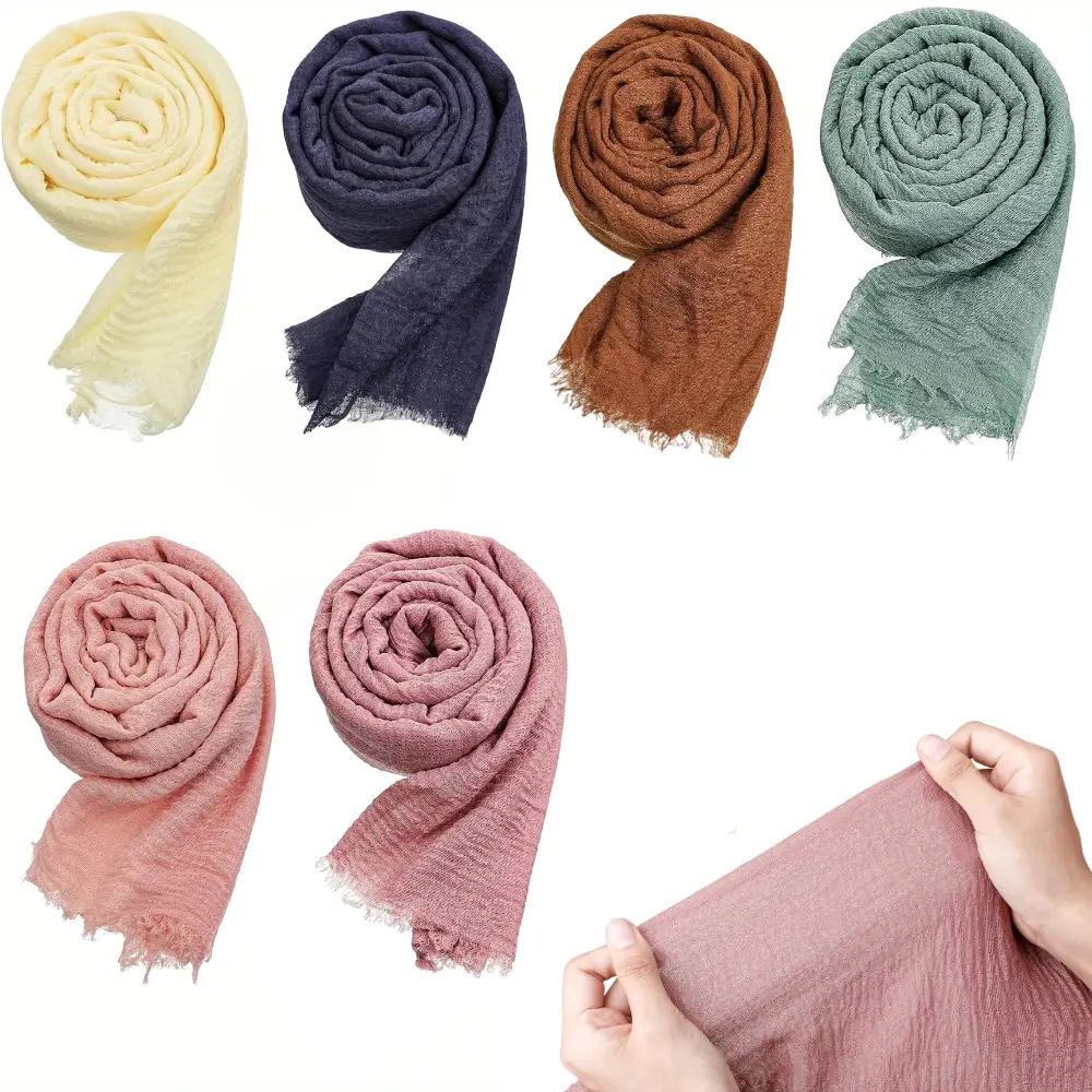 Women's Stylish Lightweight Solid Color Shawls (Pack of 6) - Durable Fabric, Elegant Texture, Windproof, Versatile Clothes Accessory for Casual Outdoor, Everyday Use, Hair Scarf