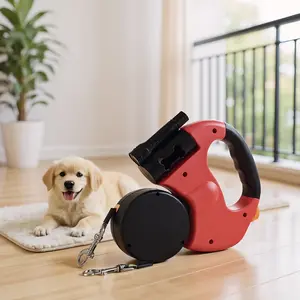 Upgraded Dual Dog Leash with Red Retractor Automatic Retractable Design for Effortless Walking of Two Dogs with Dual-Ended Features swivel head Dual-Leash for Twin Puppies Pet Leash with Swivel Double Dog Small Medium Dog   Retractable Pet Leash Long