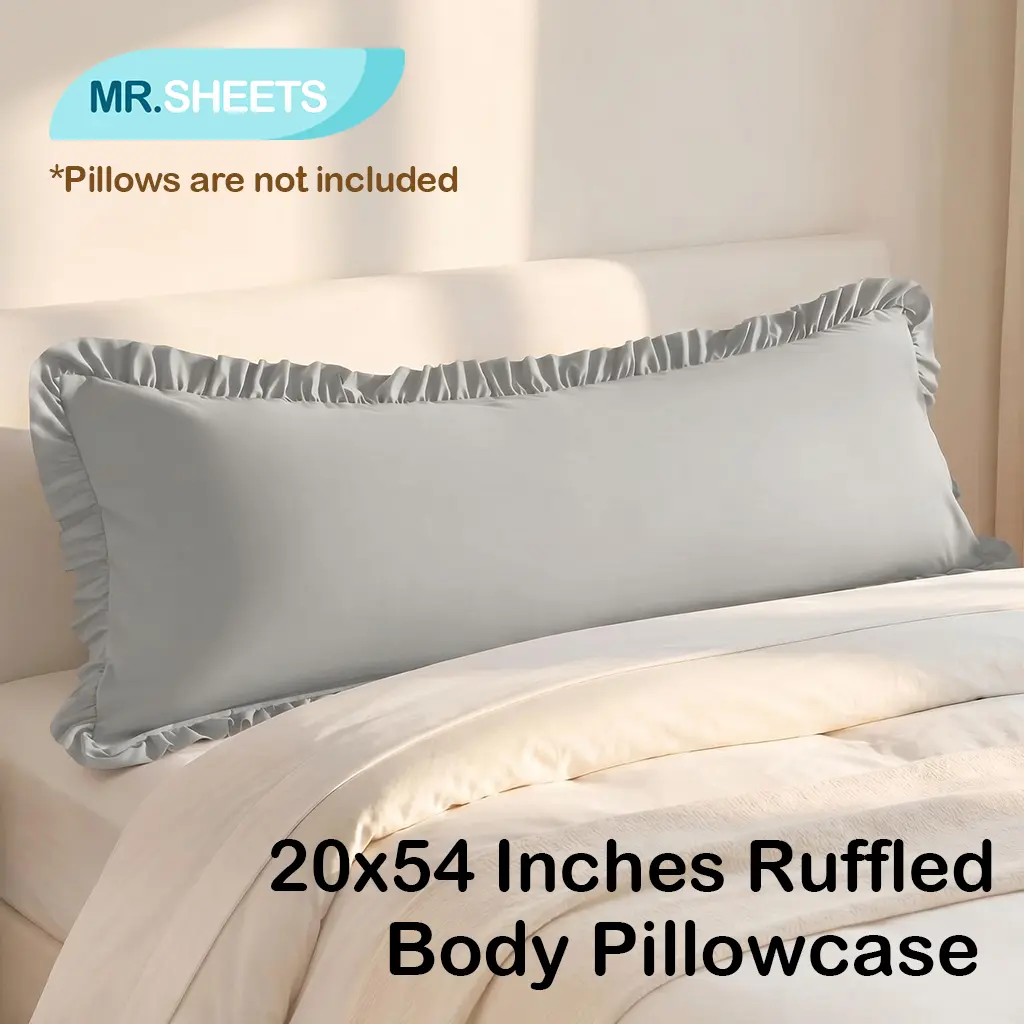 NTBAY 20"x54" Ruffled Body Pillowcase, Premium Brushed Microfiber Fabric with Envelope Closure, Soft Skin-Friendly Texture, Elegant Stylish Decor for Bedroom & Living Room