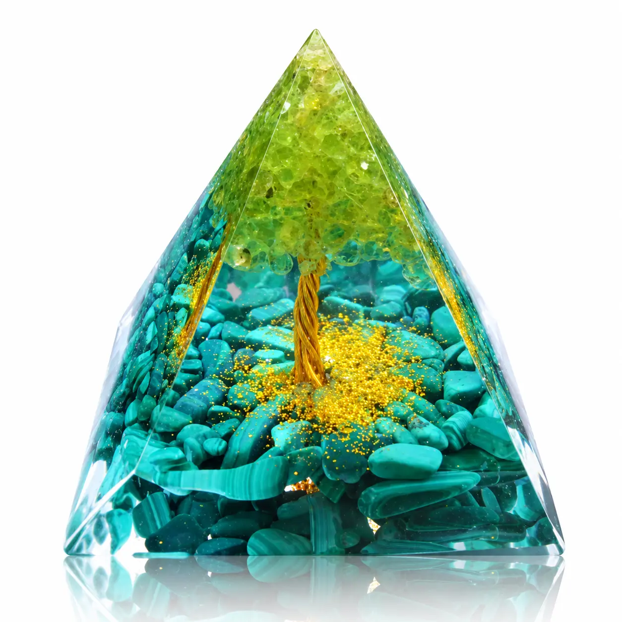 Handmade Orgone Pyramid with Copper Wire & Various Crystals - Crystal Ornaments, Collectibles for Energy Healing, Study, Home Ornament, Natural Crystal Pieces