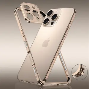 Aviation Aluminum Alloy Frame Bumper Phone Case For iPhone 16 15 14 13 Pro Max Plus 16e Metal Lens Protection Shockproof Cover
