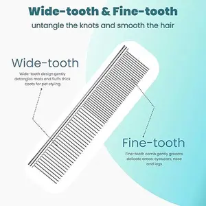 Stainless Steel Pet Comb Set for Dogs & Cats 3 Pack Grooming Combs in Large Medium Small Sizes for Long Short Curly Hair Detangling Matted or Knotted Undercoat Brush Comb Metal Soft Brush for Thick Hair