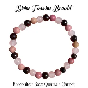 Divine Feminine Crystal Bracelet for self love power healing rhodonite rose Quartz and garnet