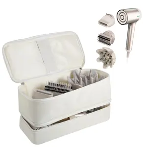 Travel Carrying Case for Shark Flex Style - Double Layer Storage Case for Shark SpeedStyle Hair Dryer Attachments - Waterproof PU Leather Organizer Bag