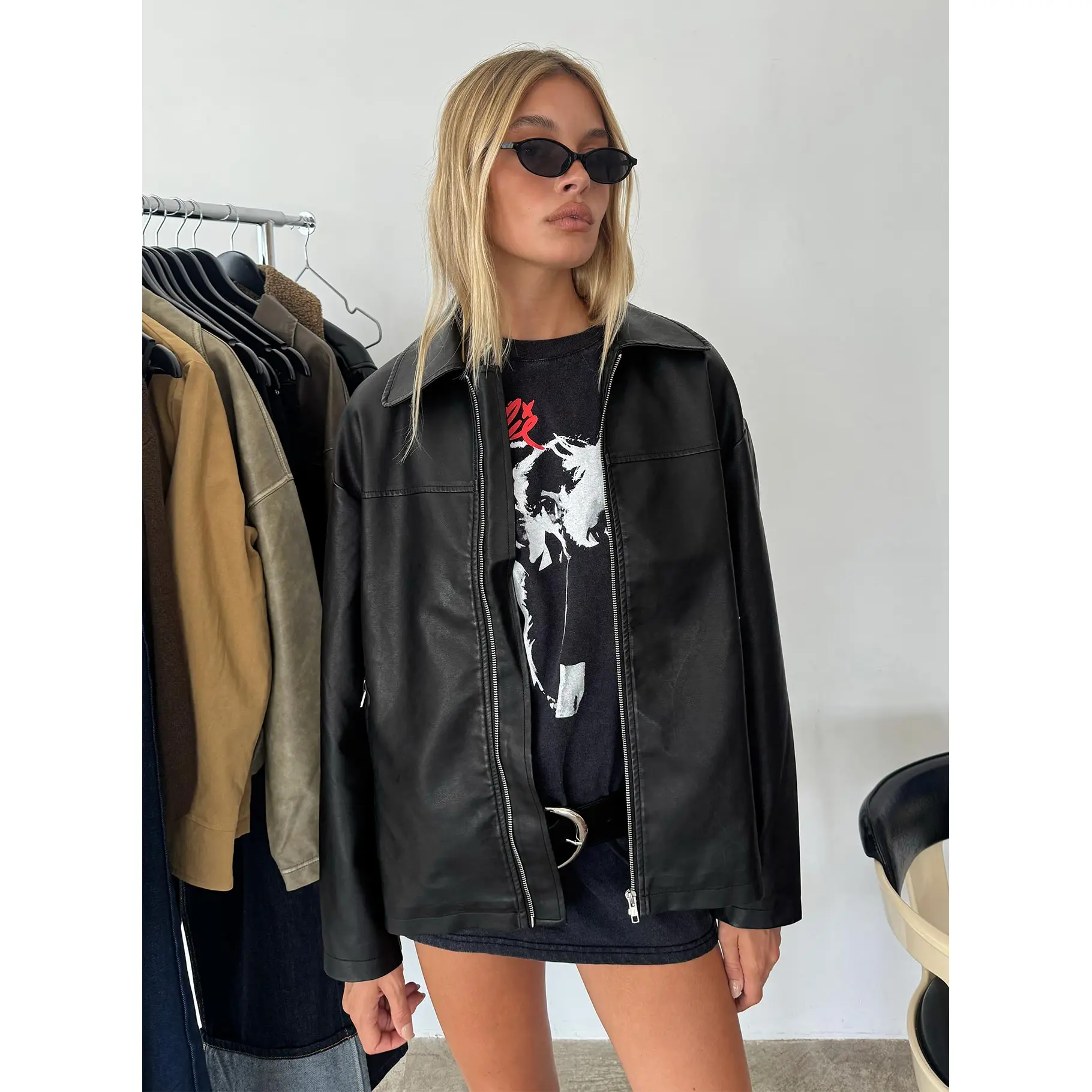 Napoleon Faux Leather Jacket Black - TikTok Shop