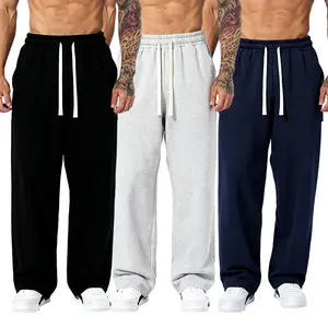 Men's Solid Color Fashion Loose Sports Pants, Suitable for All Seasons, Loose Fit, Ideal Choice for Autumn and Winter.Wide leg straight pants, casual street dance pants, comfortable home pants, leisure sports pants, stylish and versatile.