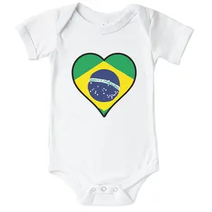 Brazil Heart Brazilian Flag One Piece Baby Bodysuit