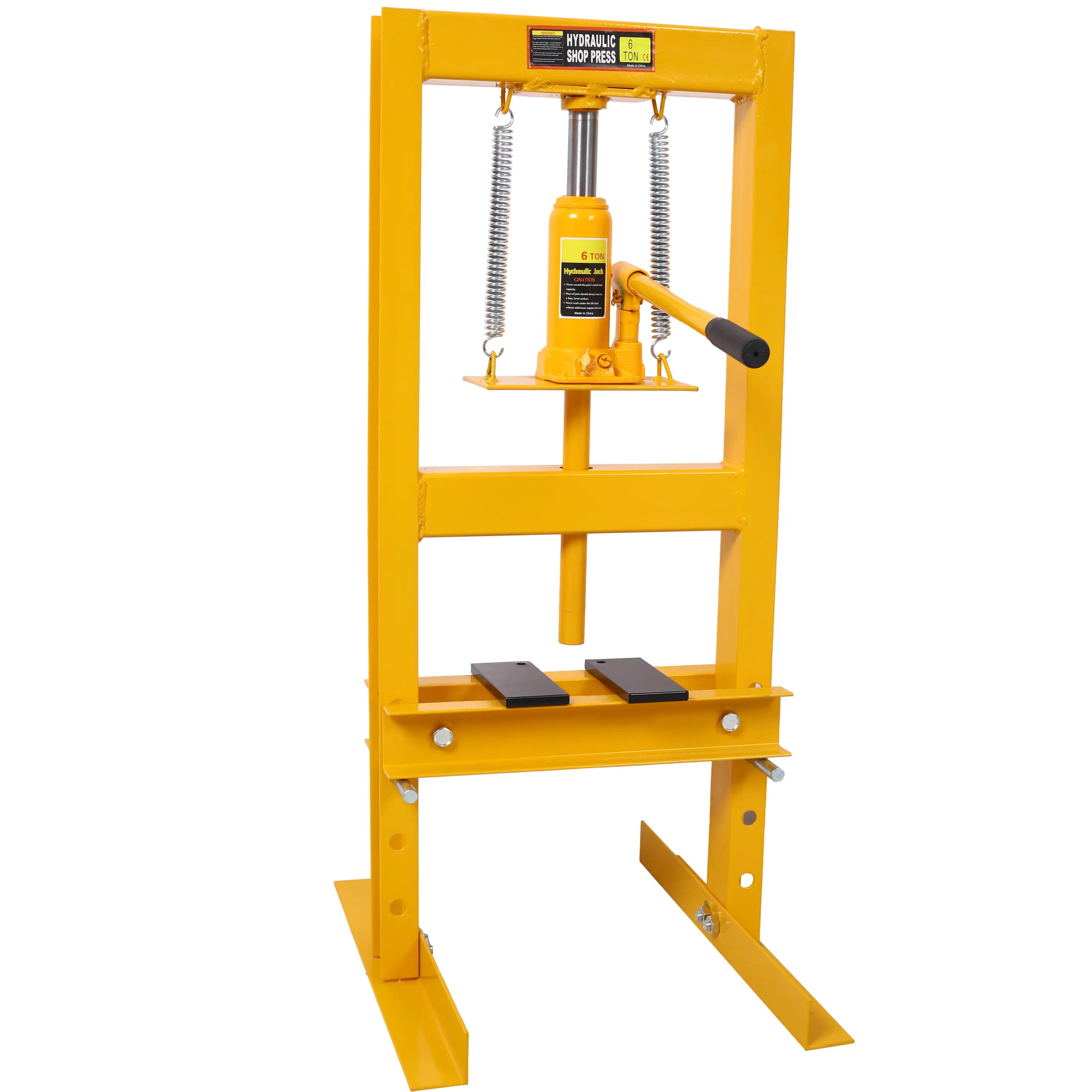 Hdmw 6 Ton Hydraulic Press, Benchtop Hydraulic Shop Press, H-Frame Garage Floor Press with Press Plates, Adjustable Working Table Height,Yellow, Carbon Steel, Relief Valve