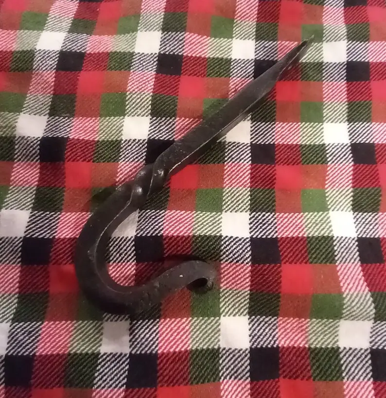 Forged J Hook or Double J Iron Wall Mount Fire Pokers & Tools Blacksmith Made