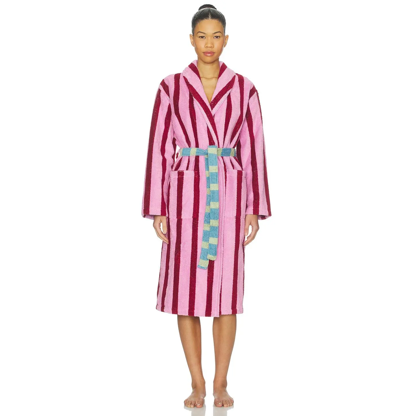 Dusen Dusen Stripe Bathrobe in Magnolia