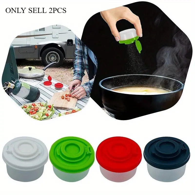 2pcs Small Mini Salt Shaker,Salt And Pepper Shakers Moisture Proof Set,Camping Picnic Outdoors Kitchen Lunch Boxes Travel Spice Set Clear With Red Covers Plastic Airtight Spice Jar Dispenser Camping BBQ Accessories Beech Vacation Essential