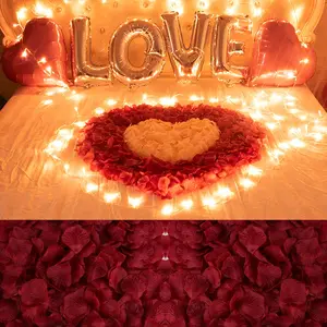 Easter Gift 1000PCS Red Wine Fake Rose Petals: Create a Romantic Atmosphere for Weddings, Proposals Christmas decor