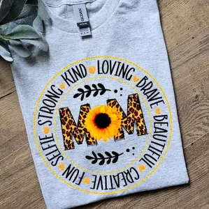 Cute mom Sunflower popular cheetah print mom flowers momlife mother's day tee