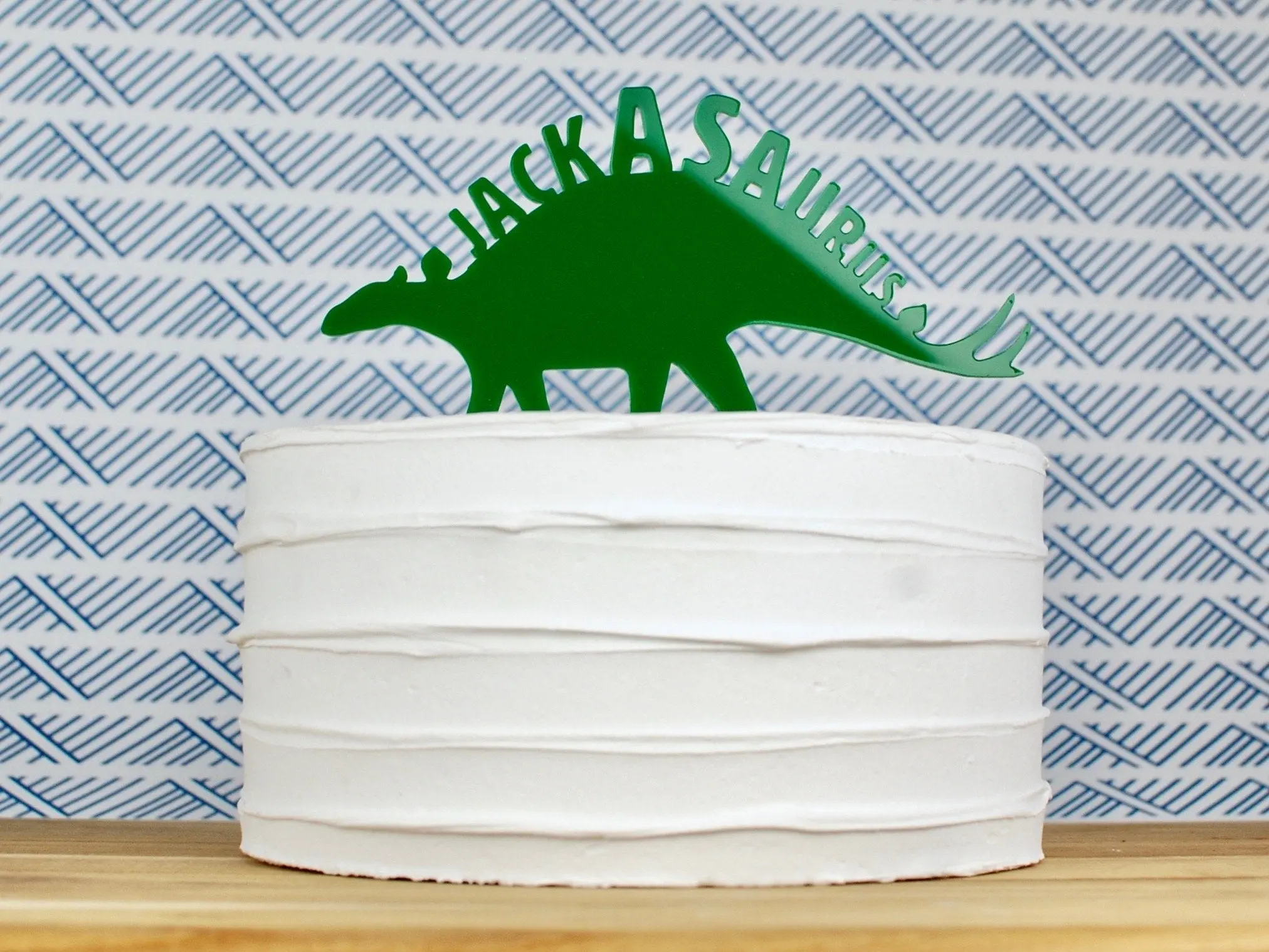 Dinosaur Cake Topper w/ Your Custom Name in Green Acrylic, Dinosaur party Decorations
