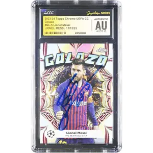 Lionel Messi FC Barcelona Autographed 2023-24 Topps Chrome UEFA CC Golazo #GL-5 CGC Authenticated Auto 10 Card - Fanatics Authentic Certified