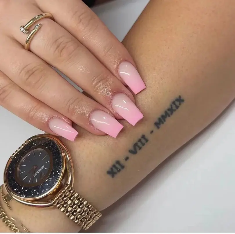 Barbiecore Pink Ombre Press On Nails | Medium Square Gradient Fake Nails