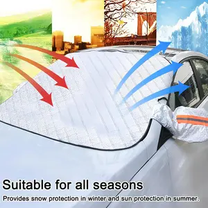 Magnetic Car Windshield Cover, Easy Install Snow Ice Frost Shield, Durable Waterproof Sun Shade Dust Guard for Winter & Summer, 4 Seasons Protection