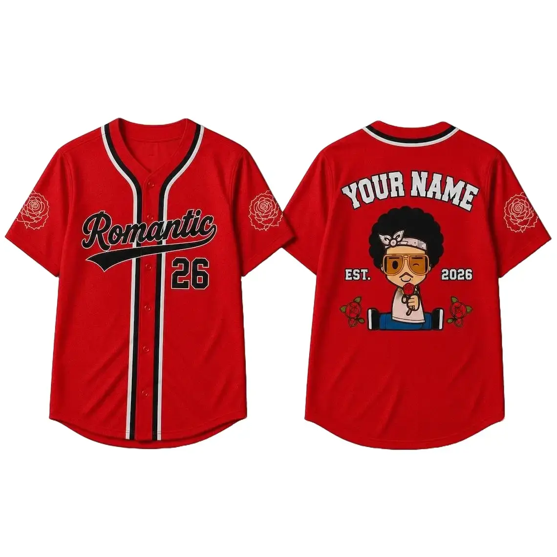 Romantic Concert Baseball Jersey, Pop Music Inspired Shirt, Custom Name & Number Fan Jersey, 2026 Concert Outfit, Music Festival Gift for Fans