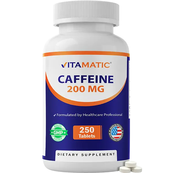 Vitamatic Caffeine Pills - 200 mg per Serving, 250 Vegetarian Tablets, Daily Energy & Stamina Nutrition Supplement for Health & Fitness Vitamatic Caffeine Pills - 200 mg per Serving, 250 Vegetarian Tablets, Daily Energy & Stamina Nutrition Supplement for Health & Fitness