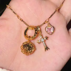 18k gold-plated heart pendant necklace with non fading high-quality material