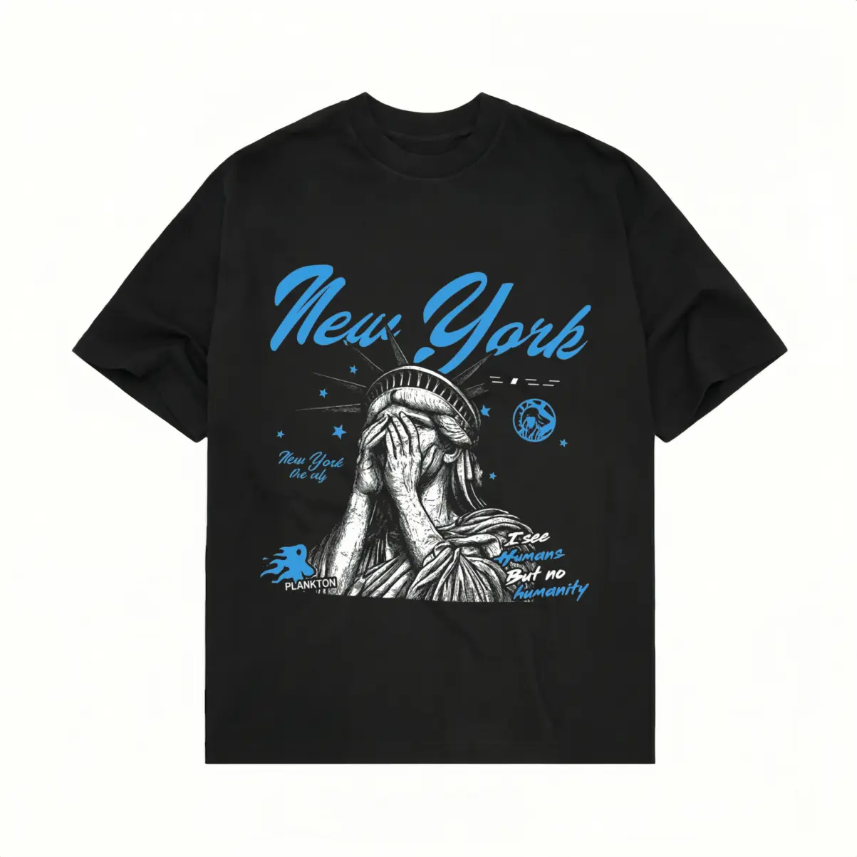 Men's Stylish Shortsleeve Round Neck NYC Graphic T-Shirt - Edgy Statue of Liberty Art Print Menswear Top for Everyday Casual Urban Streetwear Oversized Unisex Tee, Apparel, Urban Edge