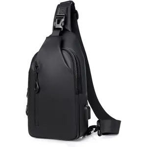 Waterproof Sling Bag for Men Crossbody Bag Shoulder travel Backpack Sling with USB Charging Port Anti Theft Cross Body Bag Chest Daypack for Hiking Sports Running Women-Black