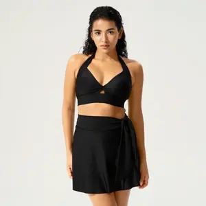 BodyTips 2 Piece Outfit Set Vest And Skirt With Tie Knot Lightweight Comfortable Fit Design Smooth Fabric Popular Outfit Versatile Set For Daily Wear Work Office Home Lounge Casual Outfit Date Vacation Summer Activities Layering Options All Day Use