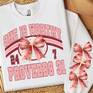 She is Worthy & Matching Sleeve DTF Transfers - THIS IS NOT A SHIRT