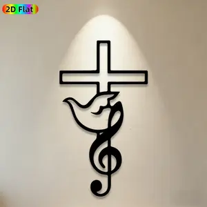 1pc Cross Dove Music Note Metal Wall Art, Cross Dove Music Note Statue Mural, Ideal Gift for Easter, Christmas, Cross Dove Music Note Enthusiasts, Metal Wall Decor, Religious Home Decor, Perfect for Church Wall & Garden Fence