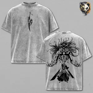 Ichigo Kurosaki Washed Tee – Bleach Washed Anime Manga T-Shirt, Minimal Soul Reaper Graphic Tee, Unisex Oversized Streetwear Shirt, Dark Shinigami Anime Aesthetic Tee, Gift for Bleach Fans