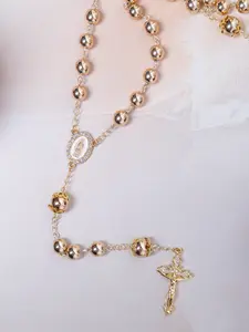 14K Gold Hematite Catholic Rosary | Limited Edition Christmas Rosary, Virgin Mary Center and CZ Adorned Crucifix