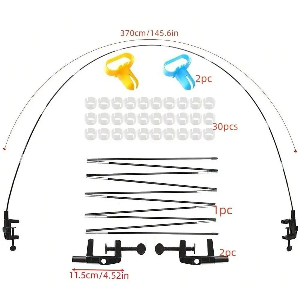 10 Section Black Fiber Rod Table Clip Ki