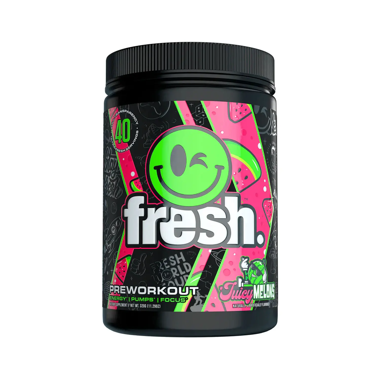 Fresh Supps Pre Workout Powder, 11.29 oz, Juicy Melons Flavor, 40 Servings, Energy, Focus, Pumps & Endurance Support with L Citrulline & Beta Alanine