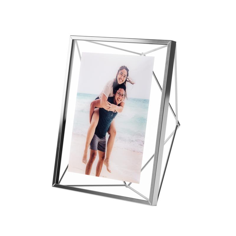 Umbra Prisma Picture Frame, Modern Geometric Wire Frame, Floating Photo Display for Wall or Tabletop Border Transparent