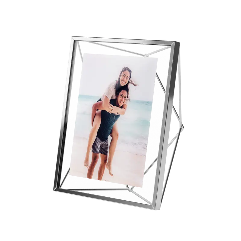 Umbra Prisma Picture Frame, Modern Geometric Wire Frame, Floating Photo Display for Wall or Tabletop Border Transparent