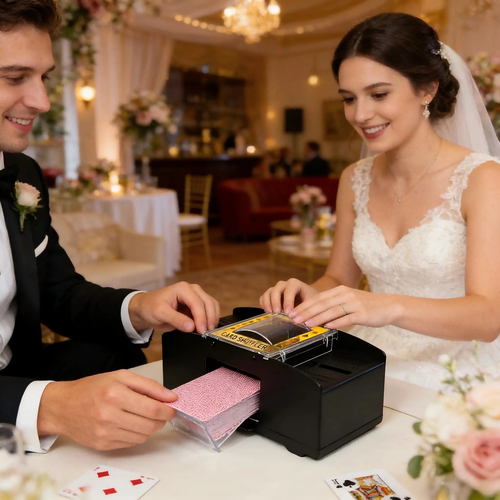Automatic Card Shuffler Machine, Playing Cards, Card Games, Wedding, 1-2 Speeds, Battery Powered, Compact Design, Portable, Clear Display, Durable, ABS Material, No Batteries Included