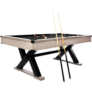 Garvee 7FT Bar-Size Pool Table Set with Modern K-Leg Design, Includes 2 Cue Sticks, Billiard Balls, Triangle, Chalks & Brush, Heavy Duty Black Cloth, Perfect for Game Rooms, Rec Rooms, and Basements (84"L x 46"W)