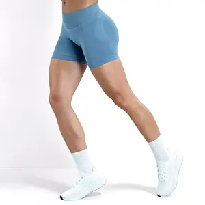 DEFIY Impact Seamless Workout Shorts 4.5 Inch Buttery Soft Sculpting Gym Shorts Tummy Control Scrunch Butt Lifting Ribbed High Waisted Activewear Shorts Aesthetic Athleisure Booty Biker Shorts Yoga Fitness Tight Pant